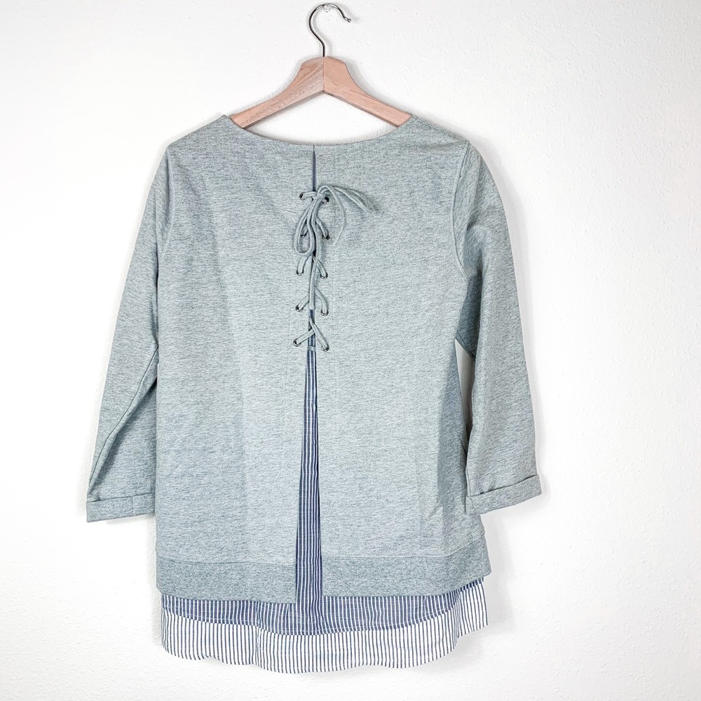 Boutique Open Back Lace Up Sweater Front Pocket XS - Picture 2 of 9